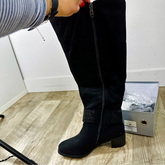 NWT Nancy Li Mid-Calf Sueded Boots with Silver Buckle - Picture 3 of 8